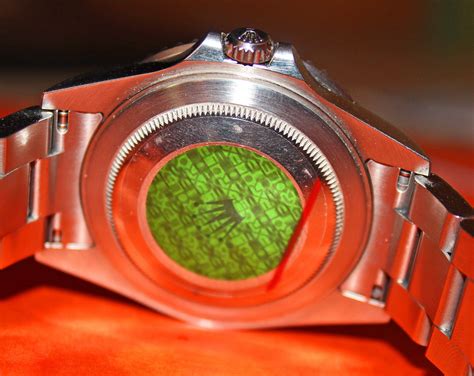 rolex hologram|Rolex watch back side.